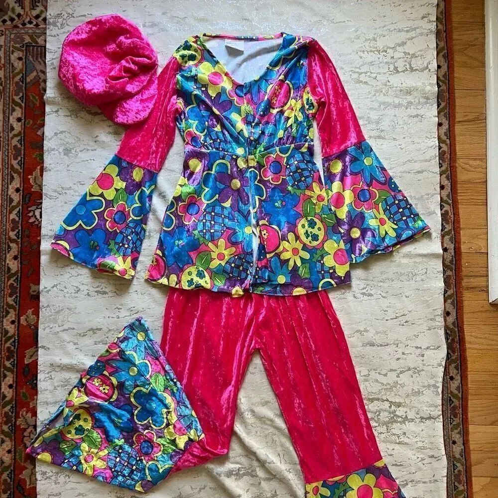 Groovy Hippie girl Velvet Halloween Costume - Picture 5 of 6